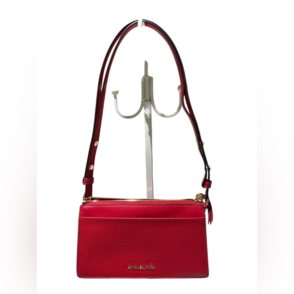 Michael Kors Elegant Red Leather Shoulder Bag